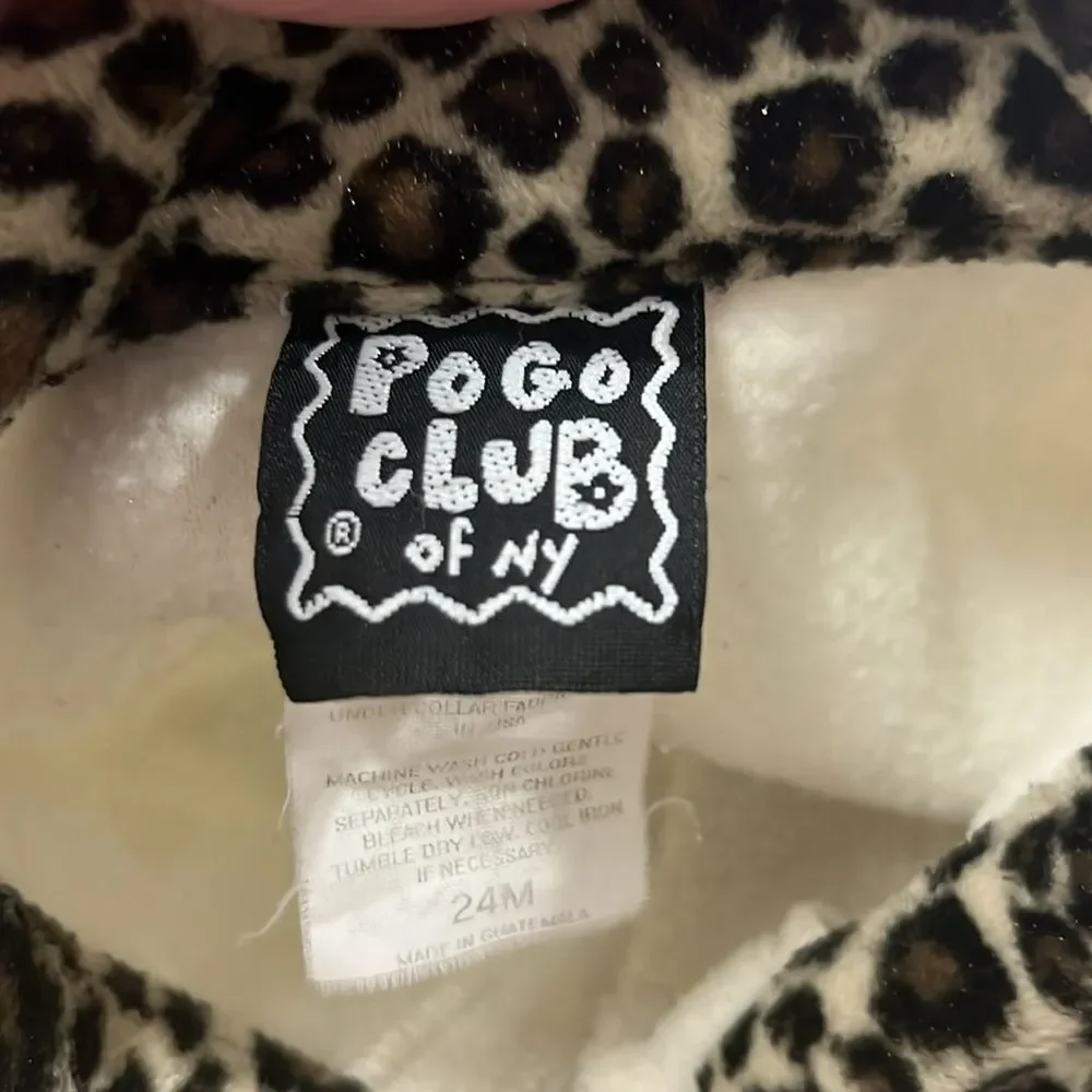 Pogo Club of NY ivory brown black animal print accent fleece jacket 24 months